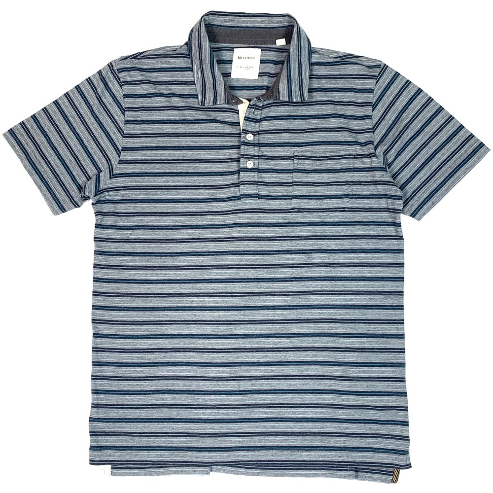 Billy Reid Blue Striped Polo Shirt